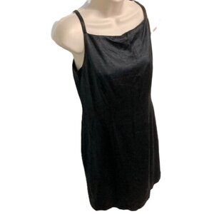 MAGGIE LONDON Little Black Strappy Cocktail Dress Black Satin Womens Size 8